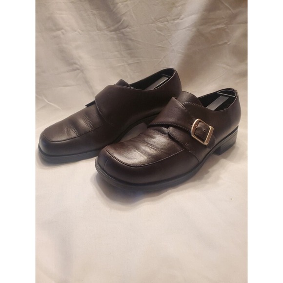 Dockers Womens Strap Loafers With Buckle Leather Size 7.5 M Slip On Comfort - Picture 1 of 6